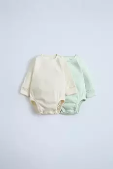 Набор из двух регулируемых боди в ребристую стиле ZARA, аквамарин
