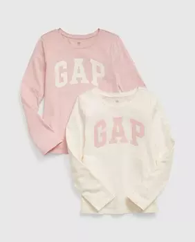 Набор из двух розовых футболок для девочек с логотипом Gap, розовый