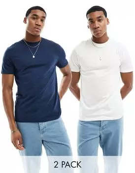 Набор из двух темно-синих и белых футболок ASOS DESIGN