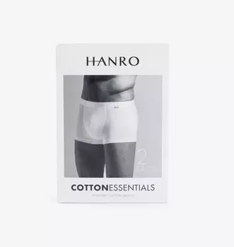 Набор из двух трусов-брифов из эластичного хлопка Cotton Essentials с логотипом на поясе Hanro, цвет light melange