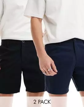 Набор из двух узких эластичных шорт чинос ASOS DESIGN