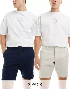 Набор из двух узких эластичных шорт чинос ASOS DESIGN