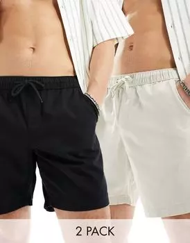 Набор из двух узких шорт чинос черного цвета с камнями ASOS DESIGN