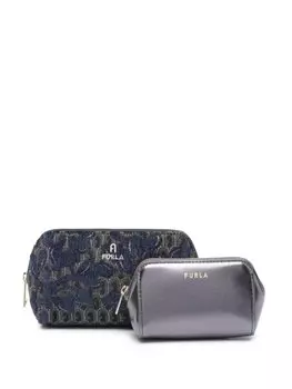 Набор из двух жаккардовых косметичек Furla, синий