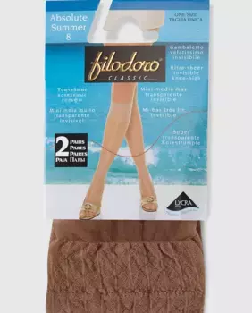 Набор из двух женских летних мини-колготок Filodoro плотностью 8 ден, бежевый