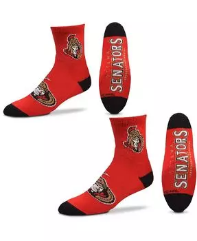 Набор из двух женских носков четверти длины Ottawa Senators For Bare Feet, красный