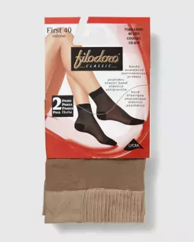 Набор из двух женских носков по щиколотку плотностью 40 ден с противодавящей резинкой Filodoro, цвет Natural