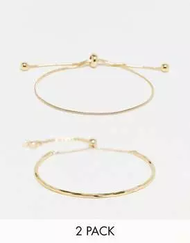 Набор из двух золотистых браслетов ASOS DESIGN