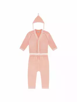 Набор из кардигана, джоггеров и шапки Burberry, розовый