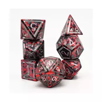 Набор из полиэстера с тройной клеткой — черный, красный и серый (7), Aluminium Caged Dice