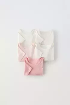 Набор из пяти боди с бантиками ZARA, розовый