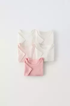Набор из пяти боди с бантиками ZARA, розовый