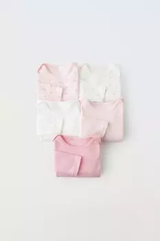 Набор из пяти боди с цветочным цветом ZARA, розовый