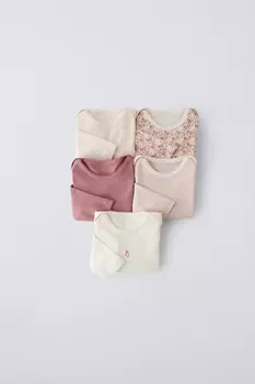 Набор из пяти боди с цветочным рисунком ZARA, розовый