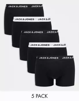 Набор из пяти черно-белых плавок Jack & Jones с логотипом на поясе