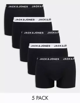 Набор из пяти черно-белых плавок Jack & Jones с логотипом на поясе