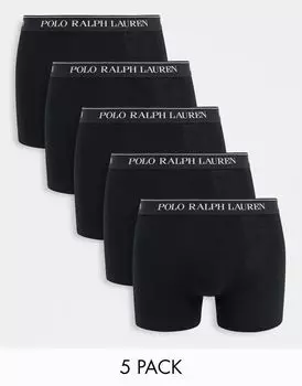 Набор из пяти черных плавок Polo Ralph Lauren с поясом с логотипом