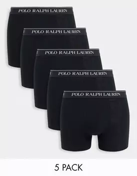 Набор из пяти черных плавок Polo Ralph Lauren с поясом с логотипом