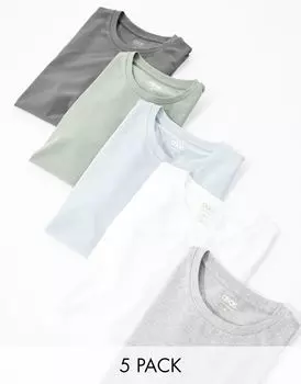 Набор из пяти футболок облегающего кроя ASOS DESIGN в разных цветах