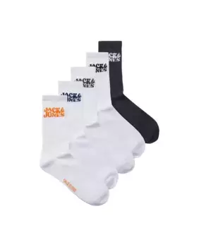 Набор из пяти мужских высоких носков с принтом Jack & Jones, белый