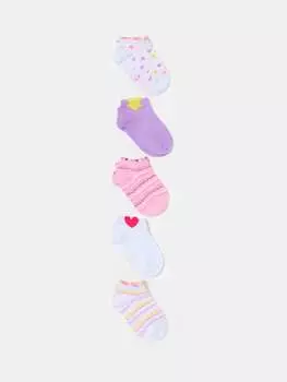 Набор из пяти пар коротких носков из натурального хлопка Ovs, цвет white/purple