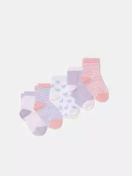 Набор из пяти пар коротких носков из натурального хлопка Ovs, цвет pink/purple