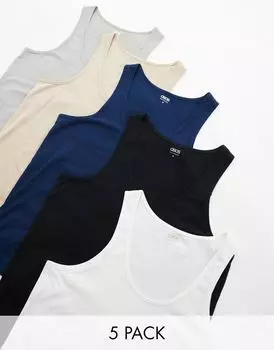 Набор из пяти топов без рукавов ASOS DESIGN в разных цветах