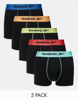 Набор из пяти трусов Reebok Buchan черного/оранжевого/лаймового/синего/красного/мятного цвета