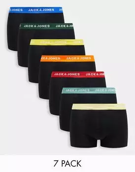 Набор из семи черных боксеров Jack & Jones с разноцветным поясом
