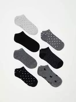 Набор из семи пар носков для обуви с рисунками Ovs, цвет black/grey