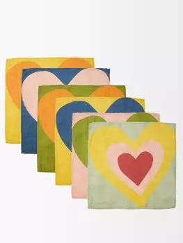 Набор из шести льняных салфеток heart. Summerill & Bishop, мультиколор