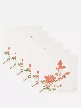 Набор из шести льняных салфеток les airelles с цветочным принтом Summerill & Bishop, белый