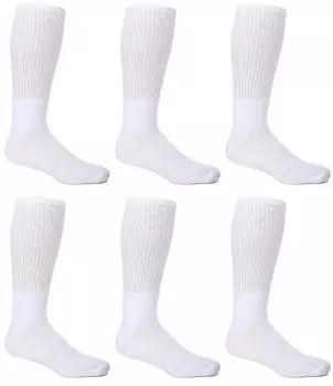 Набор из шести спортивных носков с мягкой подкладкой Gold Label Roundtree & Yorke Big & Tall Cushion, белый