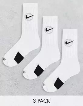 Набор из трех белых носков унисекс Nike Basketball Everyday