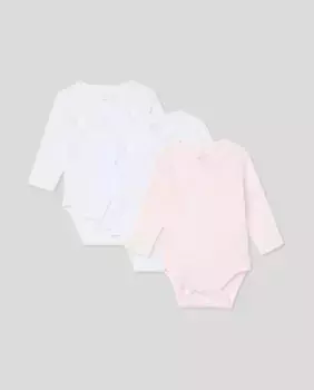 Набор из трех боди для девочек с длинными рукавами Cotton Juice, цвет Rosa