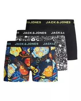 Набор из трех боксеров с черепом Jack & Jones, черный