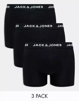 Набор из трех черных плавок Jack & Jones с логотипом на поясе