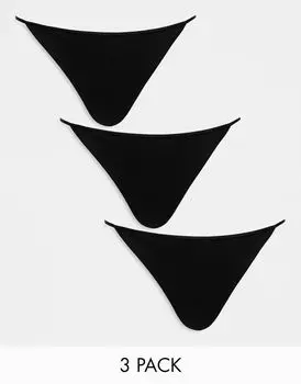 Набор из трех черных стрингов Monki