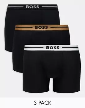 Набор из трех черных трусов-боксеров BOSS Bodywear
