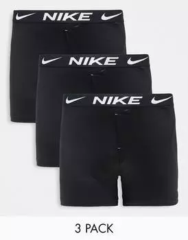 Набор из трех черных трусов-боксеров Nike с черным поясом