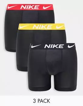 Набор из трех черных трусов-боксеров Nike с цветными поясами