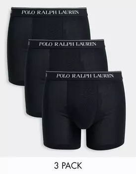 Набор из трех черных удлиненных плавок Polo Ralph Lauren