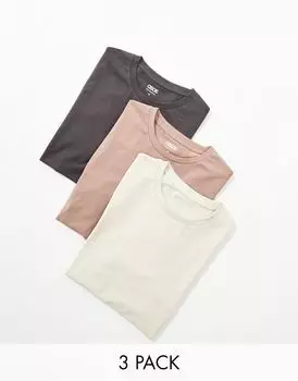 Набор из трех футболок облегающего кроя ASOS DESIGN разных цветов