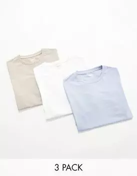Набор из трех футболок облегающего кроя ASOS DESIGN разных цветов