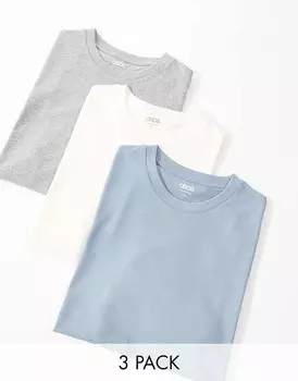 Набор из трех футболок с круглым вырезом ASOS DESIGN разных цветов