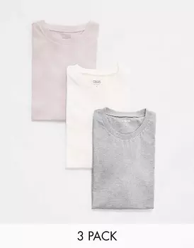 Набор из трех футболок с круглым вырезом ASOS DESIGN разных цветов