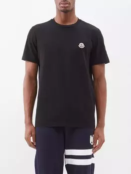 Набор из трех хлопковых футболок с вышитым логотипом. Moncler, черный