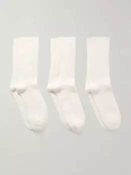 Набор из трех кашемировых носков в рубчик Lucia Arch4, слоновая кость