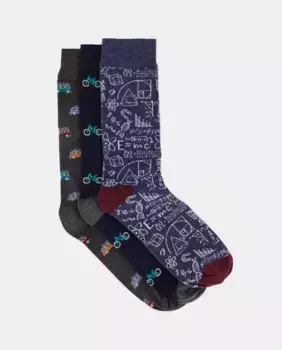 Набор из трех мужских длинных носков в стиле фэнтези производства Испании Easy Wear, цвет Gris Plomo