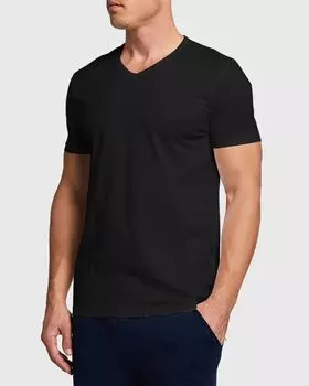 Набор из трех мужских футболок с v-образным вырезом Emporio Armani, цвет Black